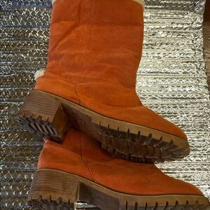 Orange Suede Women's Boots